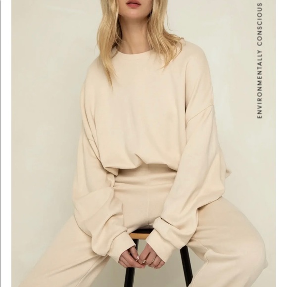 NWOT OAK + FORT Soft Knit Top in Melange Caramel - Picture 6 of 6